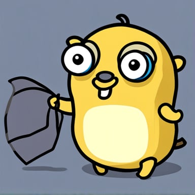 Go Blue Gopher wearing yellow Golang t-shirt