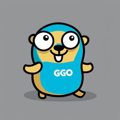 Go Blue Gopher wearing yellow Golang t-shirt