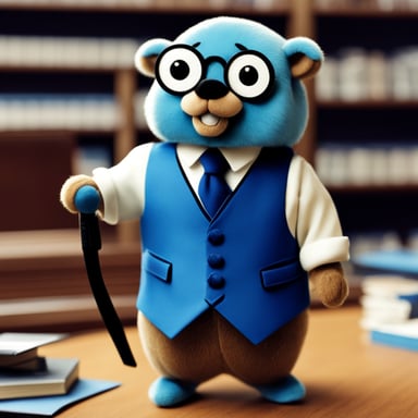 Go Blue Gopher, known for his distinctive blue fur rather than blonde hair, maintains a unique style that sets him apart from the usual businessman or politician. Instead of a signature comb-over, Go Blue Gopher sports a sleek, well-groomed coat that gleams in the sun. His attire, while formal for gopher standards, consists of a smart blue vest and a tiny tie to match his vibrant personality, distinguishing him in the world of mascots and public figures.