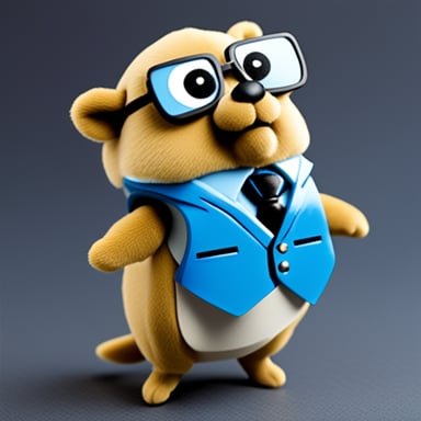 Go Blue Gopher, known for his distinctive blue fur rather than blonde hair, maintains a unique style that sets him apart from the usual businessman or politician. Instead of a signature comb-over, Go Blue Gopher sports a sleek, well-groomed coat that gleams in the sun. His attire, while formal for gopher standards, consists of a smart blue vest and a tiny tie to match his vibrant personality, distinguishing him in the world of mascots and public figures.