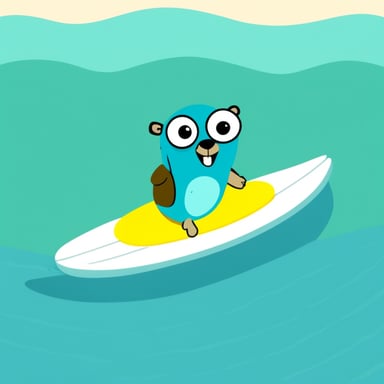 Go Blue Gopher is surfing.