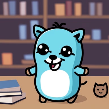Go blue gopher as happy kitten
