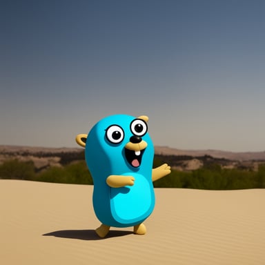 Go Blue Gopher as Happy Blue Gopher in Tunisia.