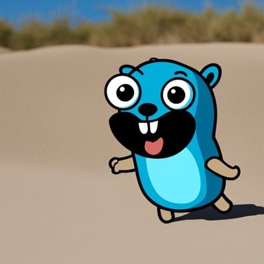 Go Blue Gopher as Happy Blue Gopher in Tunisia.