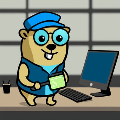 Go Blue Gopher working on a database