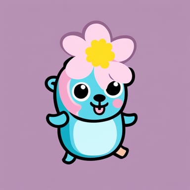 Create an extremely cute and happy, light pink-colored Go Blue Gopher with a cute flower on its hair. Choose pastel colors for this.