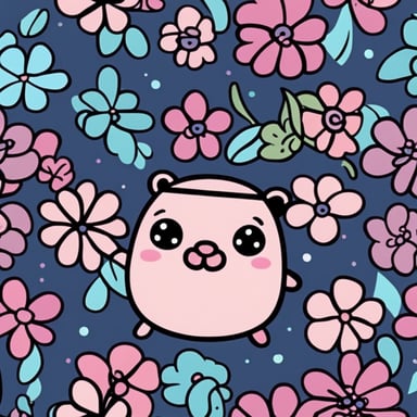 Create an extremely cute and happy, light pink-colored Go Blue Gopher with a cute flower on its hair. Choose pastel colors for this.
