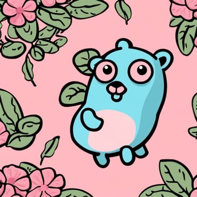 Create an extremely cute and happy, light pink-colored Go Blue Gopher with a cute flower on its hair. Choose pastel colors for this.