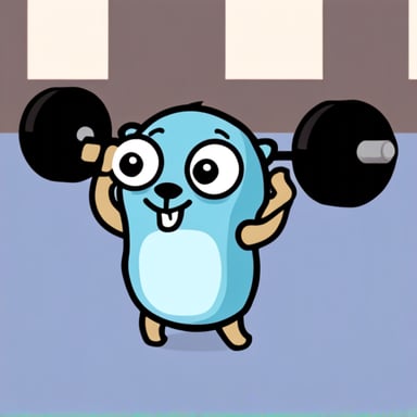 Go Blue Gopher lifting weights