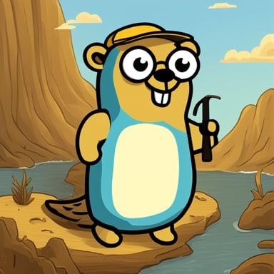 Go Blue Gopher is cool and is a 10x developer at a media company, coding in the programming language Golang, inspired by Van Gogh.