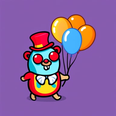 go blue gopher as clown gopher