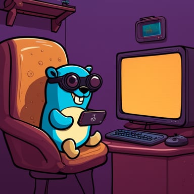 Go Blue Gopher playing video games on a Steam Deck.