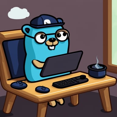 Go Blue Gopher playing video games on a Steam Deck.