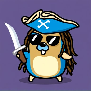 Go Blue Gopher as a pirate-metalhead with dreadlocks.