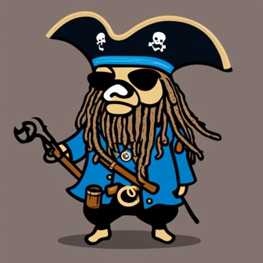 Go Blue Gopher as a pirate-metalhead with dreadlocks.