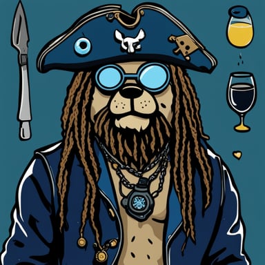 Go Blue Gopher as a drunk pirate metalhead with tattoos and dreadlocks.