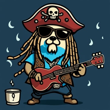 Go Blue Gopher as a drunk pirate metalhead with tattoos and dreadlocks.