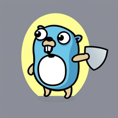 Go blue gopher holding a metal shield and being angry.