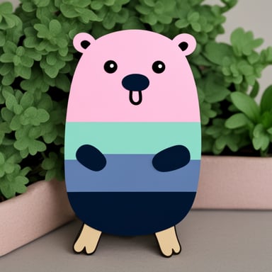 Create a go blue gopher with pink, green, and navy blue.