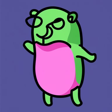 Create go blue gopher using the colors, pink, navy blue, and neon green.