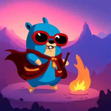 Go blue gopher with a dragon costume.