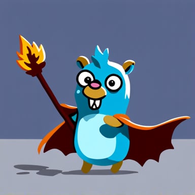 Go blue gopher with a dragon costume.