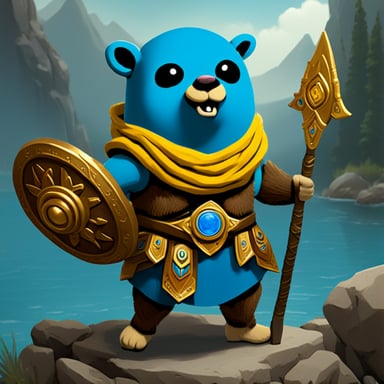 Go Blue Gopher as God of War