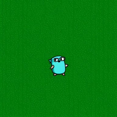 Go Blue Gopher in Matrix with green text background like Neo