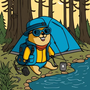 Go Blue Gopher goes on a hacker camping trip.