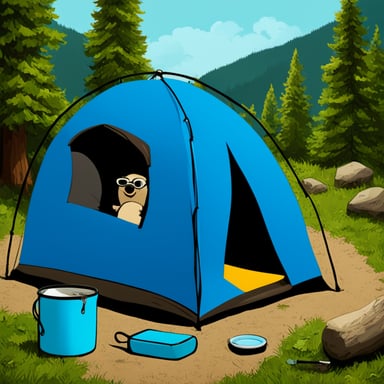 Go Blue Gopher goes on a hacker camping trip.