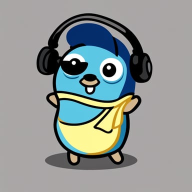 A go blue gopher wearing an anime girl t-shirt.