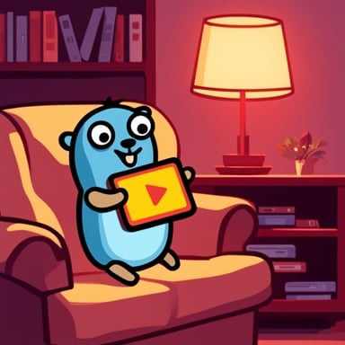 Happy Go Blue Gopher watching TV.