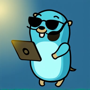 Go Blue Gopher holding a tablet playing Live Streaming without a background scene.