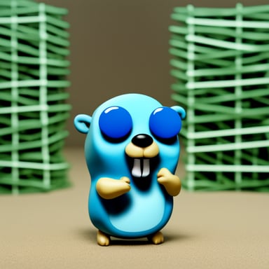A Go Blue Gopher playing a video, with only the gopher in the scene, no backgrounds or objects.