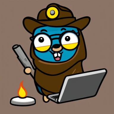 Go blue gopher presenting logger package