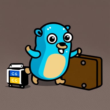 Go blue gopher presenting logger package