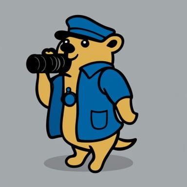 Go Blue Gopher with binoculars, serving as an icon inspired by the original gopher.