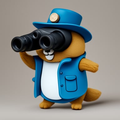 Go Blue Gopher with binoculars, serving as an icon inspired by the original gopher.
