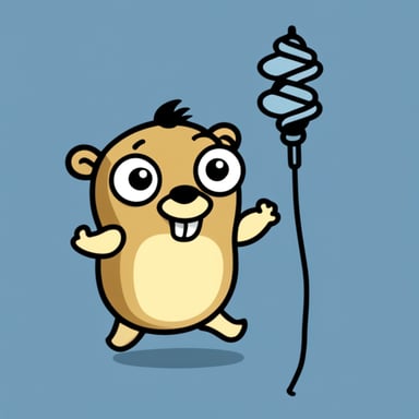 Go Blue Gopher, the cartoon character swinging an antenna.