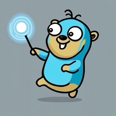 Go Blue Gopher, the cartoon character swinging an antenna.