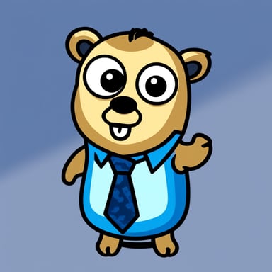 A go blue gopher in 2D style, wearing a tie-dye shirt.