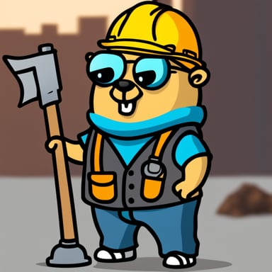 Go Blue Gopher as a construction worker
