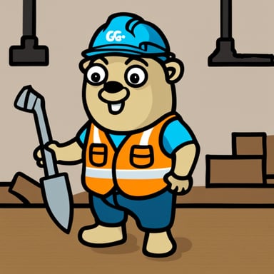 Go Blue Gopher as a construction worker