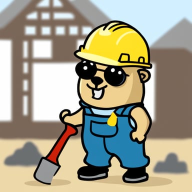 Go Blue Gopher as a construction worker