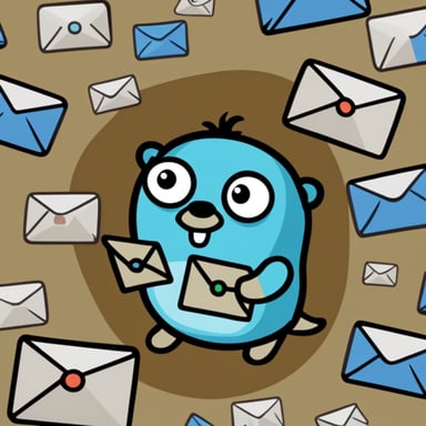 Go Blue Gopher delivering email and SMS text messages.