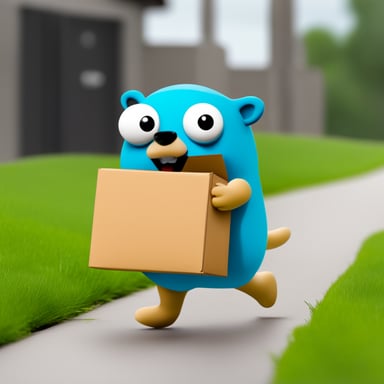 Go Blue Gopher is running to deliver mails.