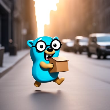 Go Blue Gopher is running to deliver mails.