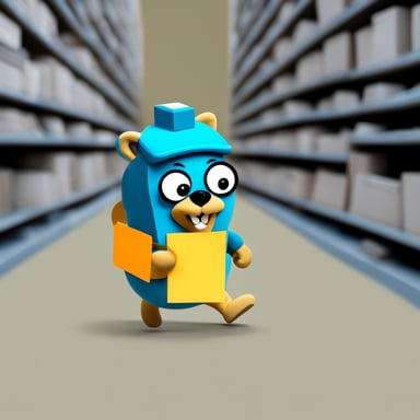 Go Blue Gopher is running to deliver mails.