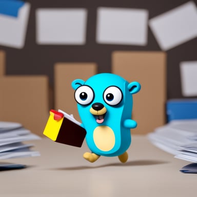 Go Blue Gopher is running to deliver mails.