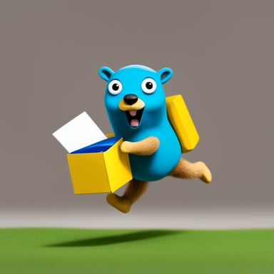 Go Blue Gopher is running to deliver mails.